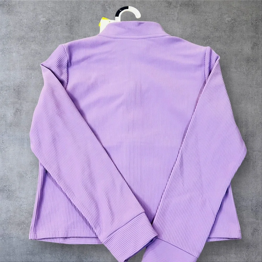 NEW All in Motion‎ Jacket Girls XL 14 Light Purple Full Zip Ribbed Slim Fit Crop
